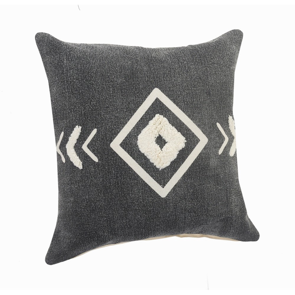 Ox Bay 20" x 20" Hand-Woven Black/ Cream Tribal Organic Cotton Pillow Cover