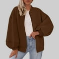 thumbnail image 2 of Womens Full Zip Up Sweatshirt Jackets Baggy Casual Long Sleeve Bomber Fall Coat Outerwear Cotton Winter Outfits (XL, Brown), 2 of 6