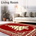 thumbnail image 2 of ODIKA 4x6 Machine Washable Non-Slip Area Rug, Festive Xmas Tree Oval Accent With Ornament Motif High Traffic Rug with Pad, Red, 607974, 2 of 8