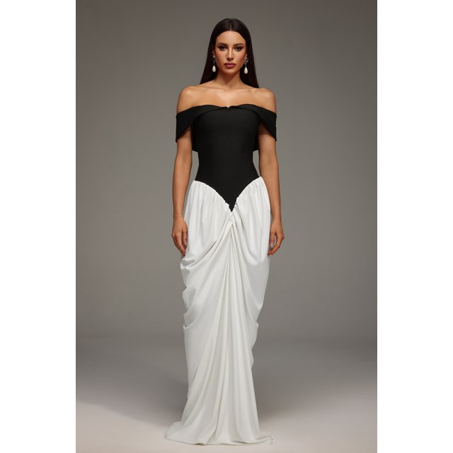 Vestido largo sin mangas con vendaje en los hombros descubiertos de Dress Leha