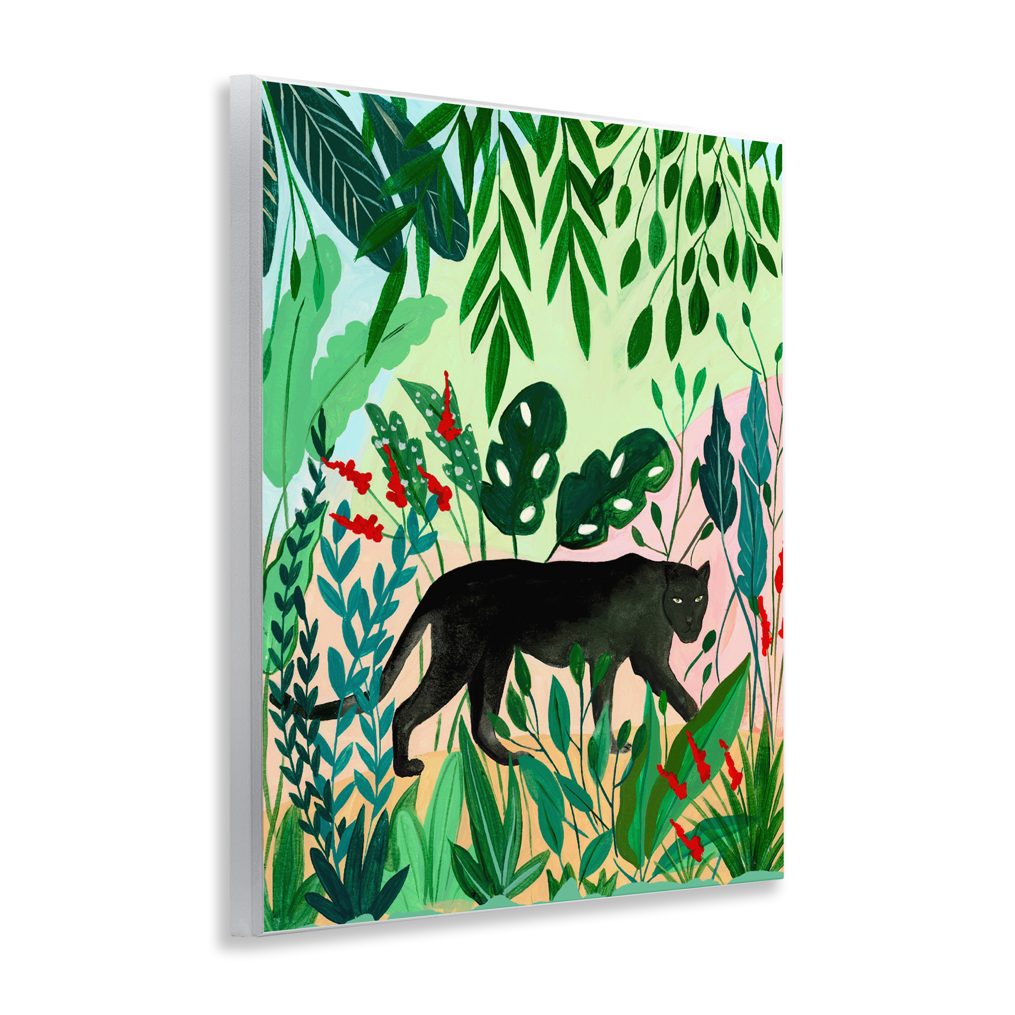 Stoic Panther Tropical Forest Wall Plaque Art, design by Nabeela Rumi