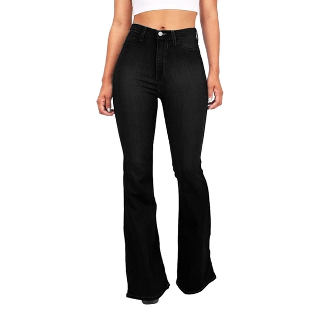 Vaqueros acampanados de cintura alta para mujer - Pantalones informales con bolsillos con botones para todas las estaciones (tallas S-XXL)