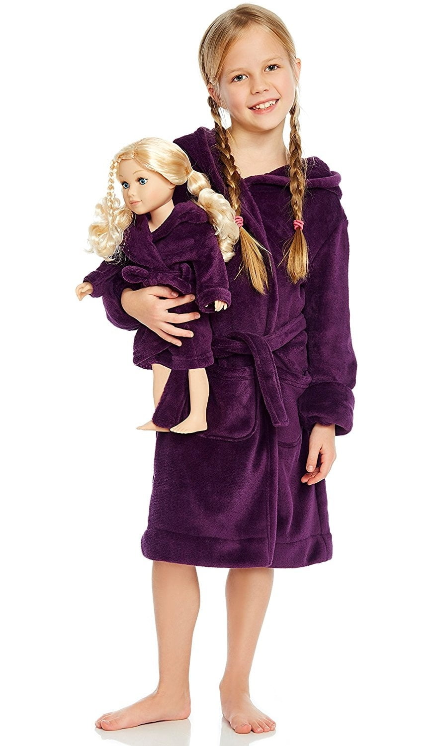 2 Toddler-14 Years Fits American Girl Doll Leveret Kids Robe Matching Doll & Girls Fleece Sleep Robe Bathrobe Unicorn 