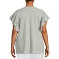 thumbnail image 4 of Terra & Sky Women's Plus Size Flutter Sleeve Knit Top, 4 of 5