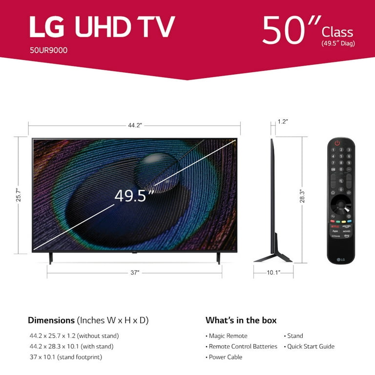  LG 50-Inch Class UR9000 Series Alexa Built-in 4K Smart TV (3840  x 2160),Bluetooth, Wi-Fi, USB, Ethernet, HDMI 60Hz Refresh Rate, AI-Powered  4K,Black : Electronics
