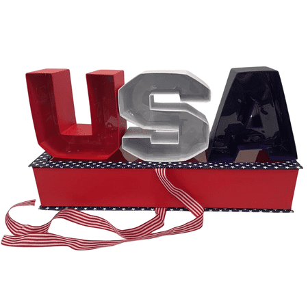 Unikpackaging "USA" Letter Shaped Flower Gift Box   Patriotic Decor with Removable Letters & Waterproof Liner   Ideal for Holidays & Events