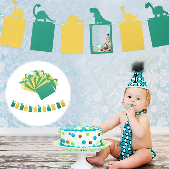 WRITWAA Assorted Color Dinosaur Photo Party Banner Durable Material and Lovely Design