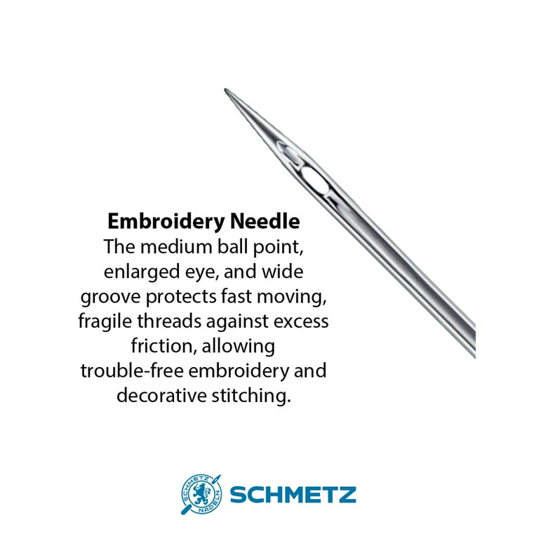 Schmetz Sewing Machine Embroidery Needles, Size 75/11, 5 Count
