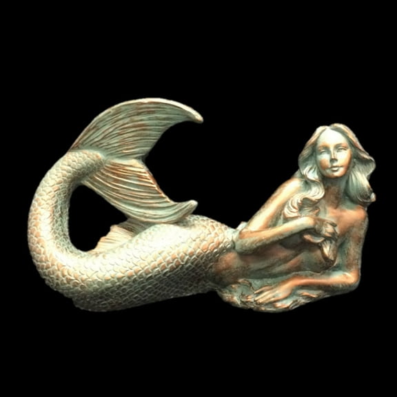 Homestyles 12 in. Bronze Patina Sexy Mermaid Nautical Beach Statue