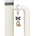 thumbnail image 3 of Delight Jewelry Rose Goldtone Crystal Initial - Q - Silvertone Bow Charm Accessory for Tumblers and Thermal Cups, 3 of 4