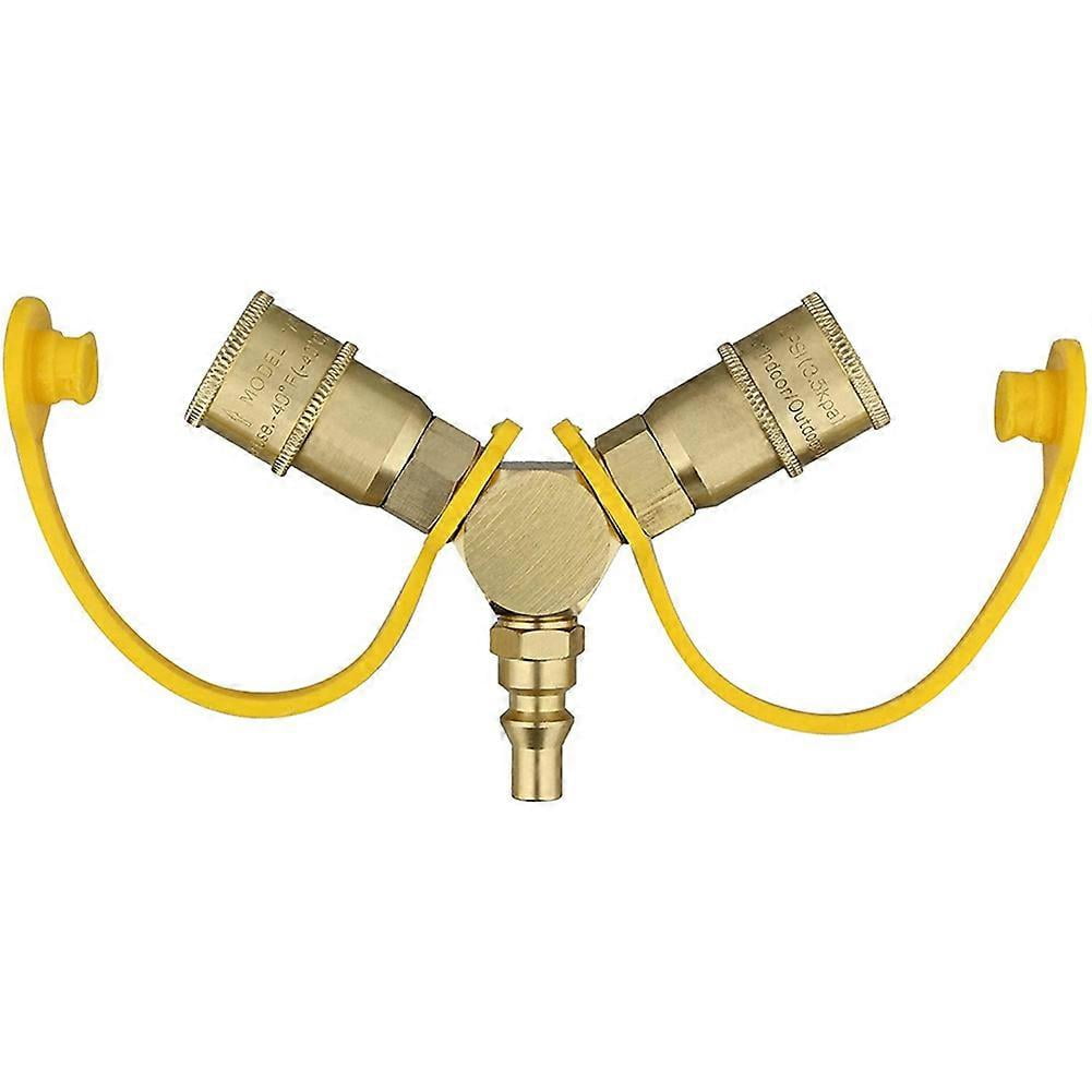 1/4in Propane Tank Adapters LP Gas Line Splitter 2 Way Hose Tee Y Propane Splitter - 2 Propane Quic