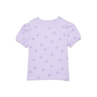 Wonder Nation Girls Crinkle Jersey Tee with Short Sleeves, Sizes 4-10