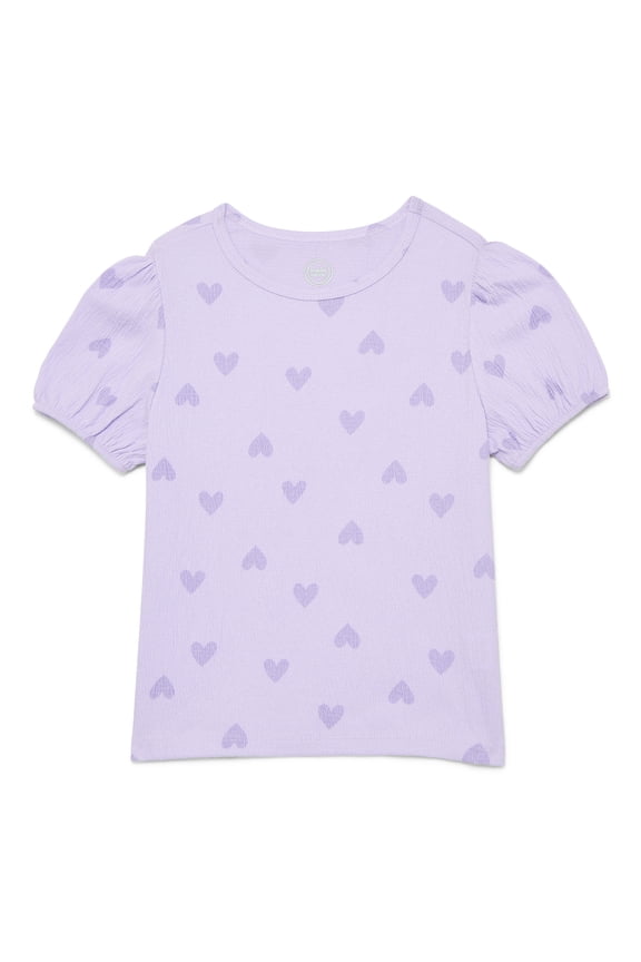 Girls Crinkle Jersey Tee with Short Sleeves, Sizes 4-10