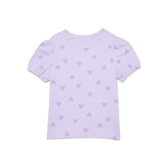 Wonder Nation Girls Crinkle Jersey Tee with Short Sleeves, Sizes 4-10
