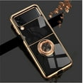 thumbnail image 1 of Para Samsung Galaxy Z Flip6 Funda de teléfono galvanizada ZFlip3 Soporte de anillo Cubierta protectora magnética para automóvil, 1 of 5