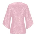 thumbnail image 7 of Sexlip Glitter Tops for Women Plus Size Short Sleeve Shirts 2025 Trendy Evening Cocktail V Neck Sequin Blouse Tunic Weddings Pink S, 7 of 7