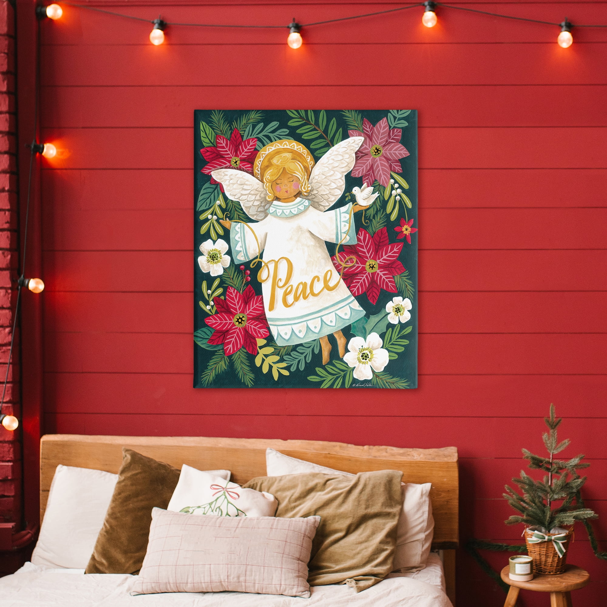 Angel with Peace & Botanicals Canvas Wall Art, design by Diane Kater