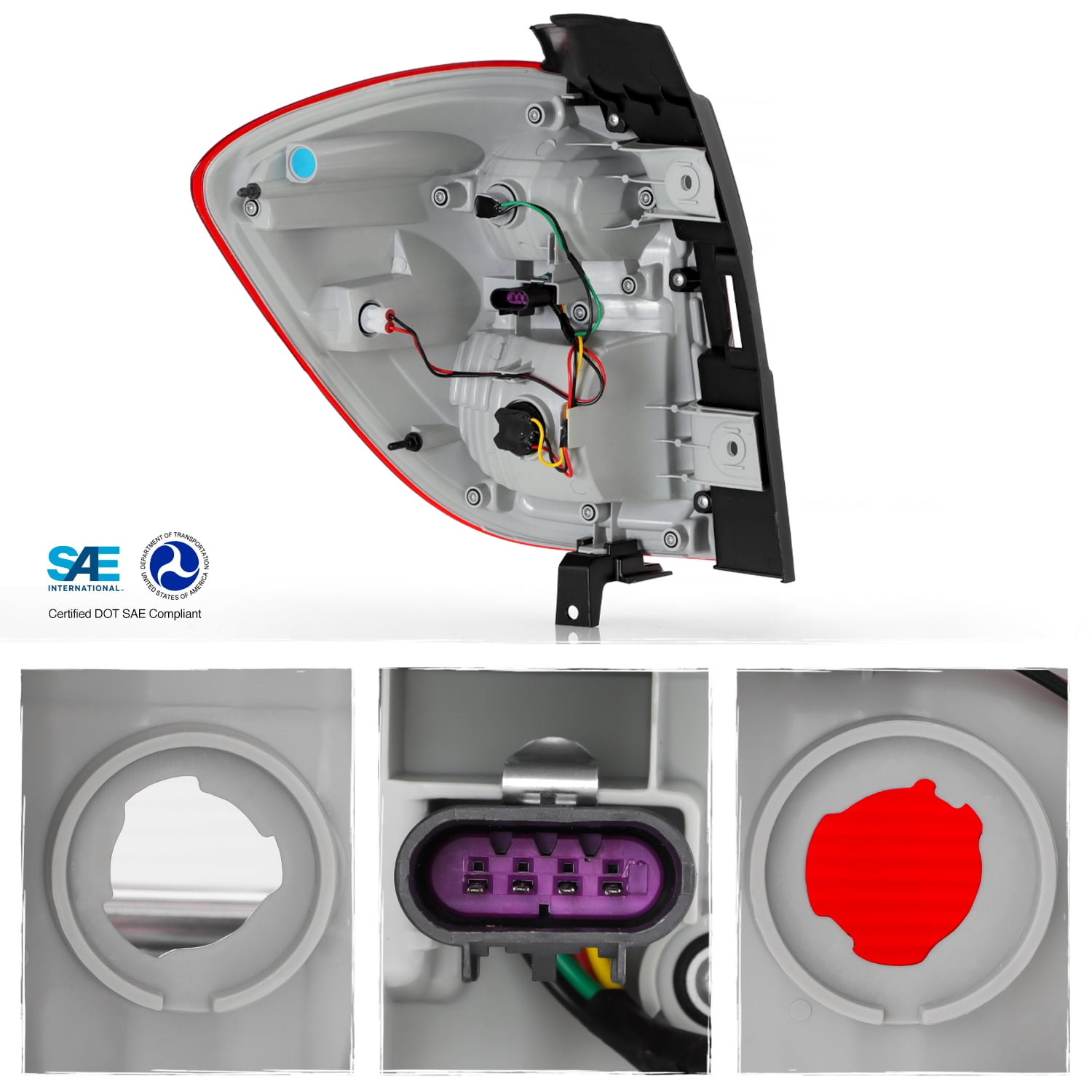 AKKON - Fits 2016-2017 Chevy Equinox [Halogen Type] Chrome Red Tail Lights Pair Driver Left+Passenger Right 16 17