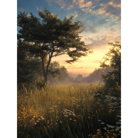 Wildflower Field Canvas Print, Wall Art for Living Room Bedroom Dining Room Office Entryway Tranquil Space