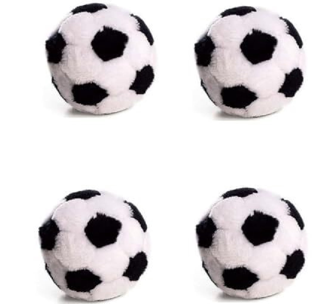 Dog Toys Soft Plush Soccer Ball Squeaker Black and White Sports Fetch Play 4.5" (2 Soccer Balls)