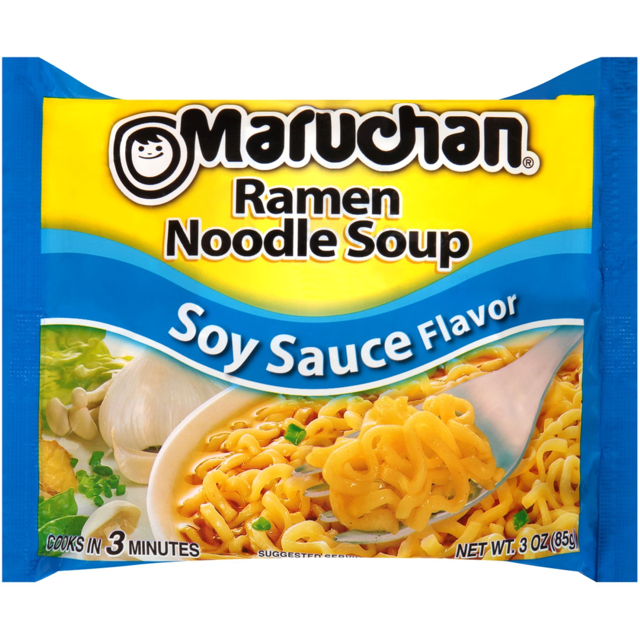 (12 pack) Maruchan Ramen Noodle Soup, Soy Sauce Flavor Instant Noodles, 3 oz