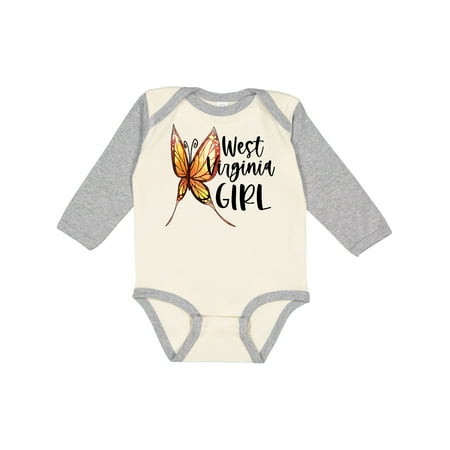 

Inktastic West Virginia Girl- Butterfly Gift Baby Girl Long Sleeve Bodysuit