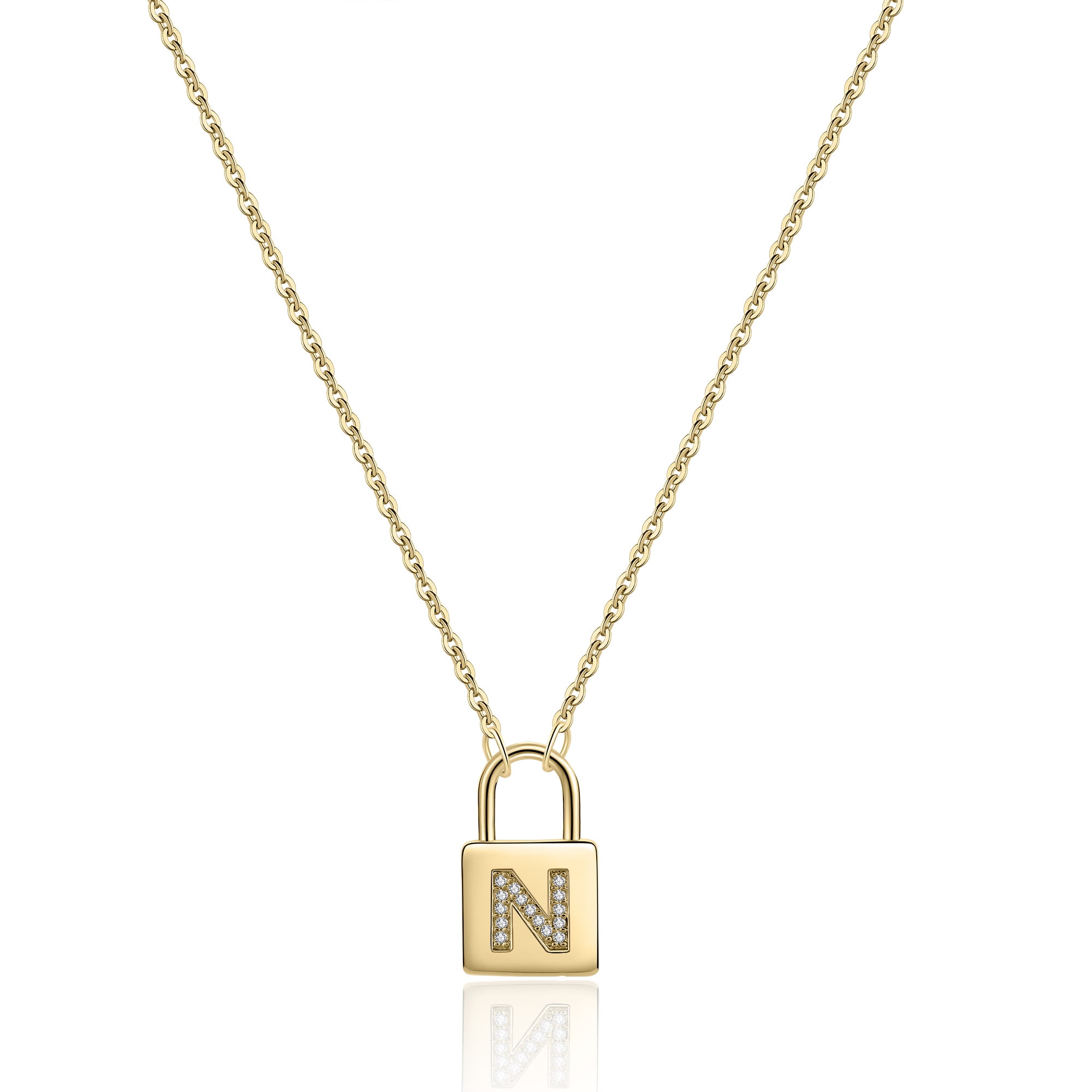 Silver Gold Initial Letter Alphabet Lock Pendant Chain Friendship Necklace  Gift | eBay