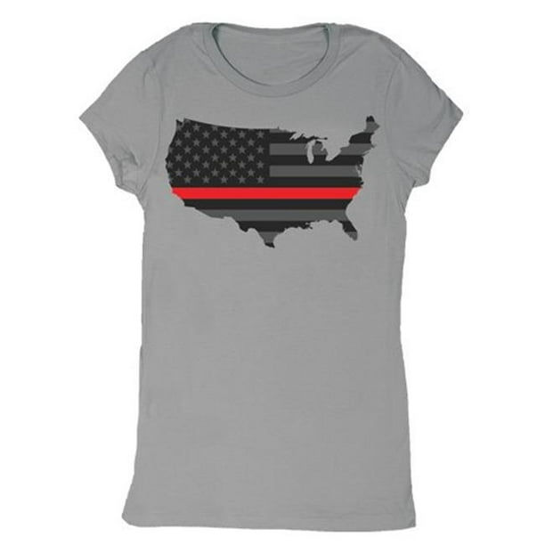 Fox Outdoor 64-094831 S USA Mince Ligne Rouge & Gris T-Shirts en Coton pour Femmes&44; Petit