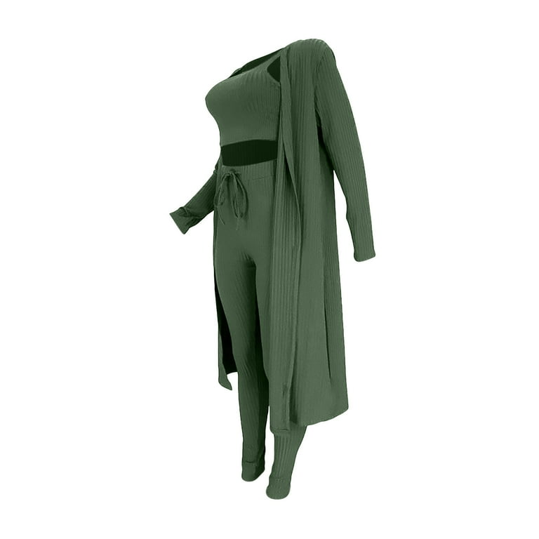 【THE MOZZ】Dining Cardigan & Vest & Pants Setup Matching Open Front Cardigan And Wide Leg Pants Set In LIGHT