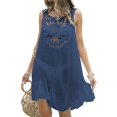 thumbnail image 2 of GEWSEY Womens Bathing Suit Cover Ups Bikini Swimsuit Summer Crochet Hollow Knit Swimsuit Beach Dress Vacation Outfits (Blue, One Size), 2 of 6