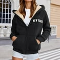 thumbnail image 4 of New York Hoodies for Women Fall Winter Long Sleeve Fleece Lined Zip Up Graphic Hooded Sweatshirt Jacket with Pockets, 4 of 6