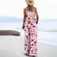 thumbnail image 4 of Nmnitkp Women's Summer Casual Overalls Loose Wide Leg Jumpsuits Boho Floral Printed Baggy Rompers with Pockets, 4 of 6