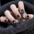 thumbnail image 2 of FCOGIN Short Round, 24 Pieces, Brown, Yellow, Heart Coffee, Acrylic False Nail, Press on Nail, 2 of 6