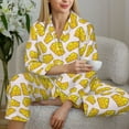thumbnail image 6 of Picia Cheese Pattern Women’s Long-Sleeve Sleepwear Set - Soft 2-Piece Loungewear with Pockets, Comfy PJs for Relaxing Nights-Large, 6 of 7