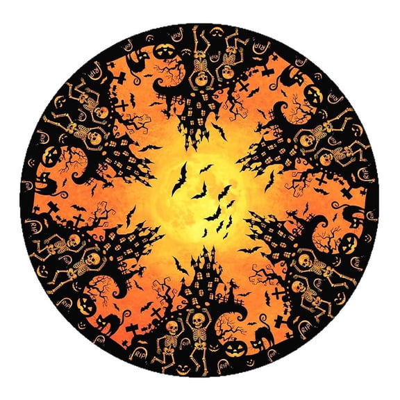 IFRINID Halloween Round Table Cover, Elastic Fitted Polyester Tablecloth for 40-44 Inch Round Tables, Waterproof Table Protector for Indoor and Outdoor Parties