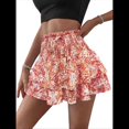 thumbnail image 2 of Mini Shorts con Volantes y Cintura Alta para Mujer Bonitos Shorts Cortos Escalonados con Shorts Debajo Color Naranja M, 2 of 8