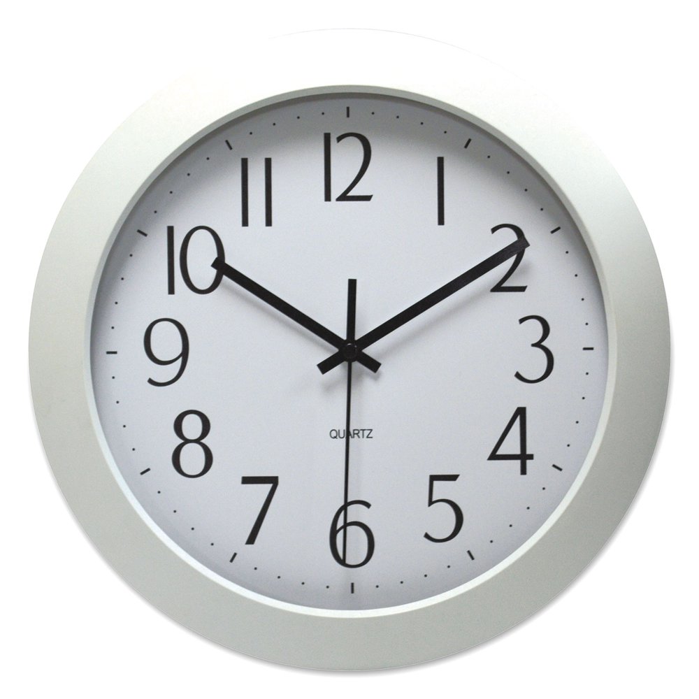 Universal Whisper Quiet Clock, 12" Overall Diameter, White Case, 1 Aa (sold Separately