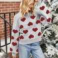 thumbnail image 4 of Valentines Sweater for Women Delicate Heart Print Crewneck Knit Sweater Ultra Soft Long Sleeve Pullover Smooth Feel Jumper Top Grey XXL, 4 of 6