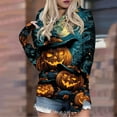 thumbnail image 2 of Plus Size Hoodies for Women 2025 Fall Winter Halloween Tops Pumpkin Graphic Sweatshirts Long Sleeve Pullover Blouse,Brown,2XL, 2 of 5