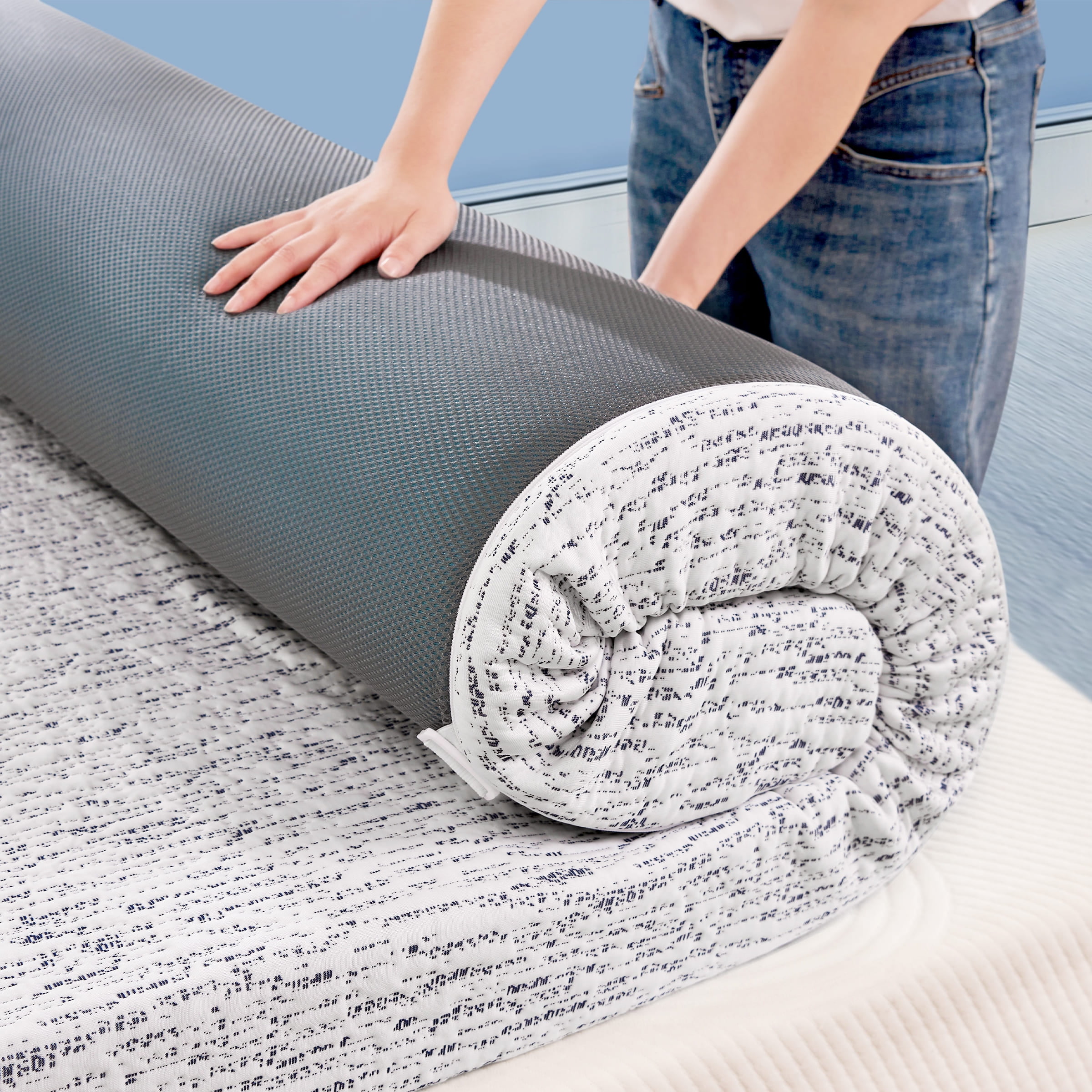 Subrtex 2" Gel Infused Memory Foam Mattress Topper, Topper with Cooling Cover, Twin