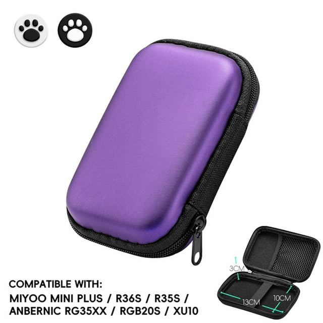 Étui Rigide de Transport pour Ornements de Noël pour Miyoo Mini Plus Anbrnic/RG35XX/R36S/R35S Antichoc avec 2 Capuchons de Joysticks Sac de Rangement Portable Étui de Transport Anti-Rayures pour Rétro Portatif
