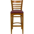 thumbnail image 6 of Emma + Oliver Ladder Back Cherry Wood Barstool, Burgundy Vinyl Seat, 6 of 7