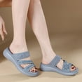 thumbnail image 4 of Women's Wedge Sandals Breathable Open Toe Slides Sandal Comfortable Open Toe Arch Support Walking Slide Shoes Blue Size 6.5, 4 of 9