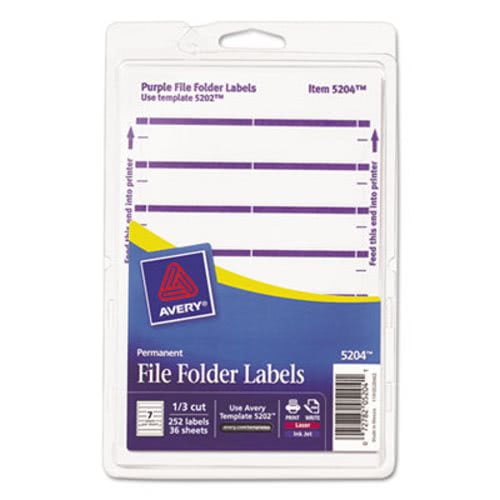 5PK Avery File Folder Labels, 1/3 Cut, White/Purple Bar, 252 Labels - Walmart.com - Walmart.com