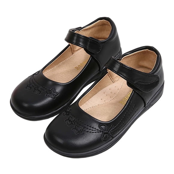 MIASHUI Girls Mary Jane School Uniform Shoes Comfortable Round Toe Dress Flats,Grey,10-11 Years