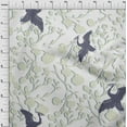 thumbnail image 4 of oneOone Cotton Silk Teal Blue Fabric Asian Japanese Floral Birds With Plants Fabric For Sewing Printed Craft Fabric By The Yard 42 Inch Wide, 4 of 4