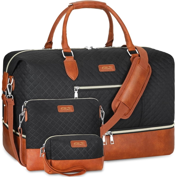 Bolsa de fin de semana ITIEZY para mujer, nailon con compartimento para zapatos
