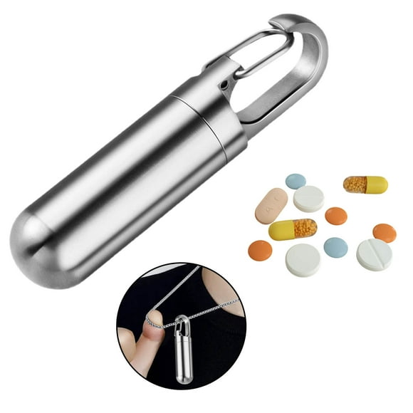 Stainless Steel Keychain Pi Ll Holder Portable Mini Pi Ll Cas E Water Proof Small P Ill Container Mental P Ill Bo X For Travel Purse Pocket Home Organization Glass Storage Containers with Lids Lunch