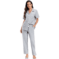 thumbnail image 2 of EA'S SECRET 100% Cotton Pajamas for Women Set Short Sleeve and Long Pants Pj Sets Woman Button Down Sleepwear with Pockets(Grey,L), 2 of 9