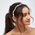 thumbnail image 3 of Unique Bargains Rhinestone Vintage Wavy Headband Faux Pearl Headband Women Hairband Gray, 3 of 7